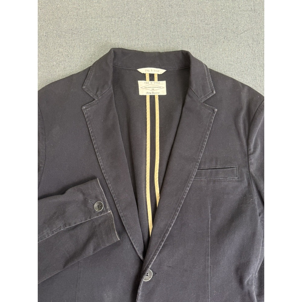 Rag & Bone Blazer Mens 38 Black Luxury Cotton Knit Tailored 2-Button Jacket